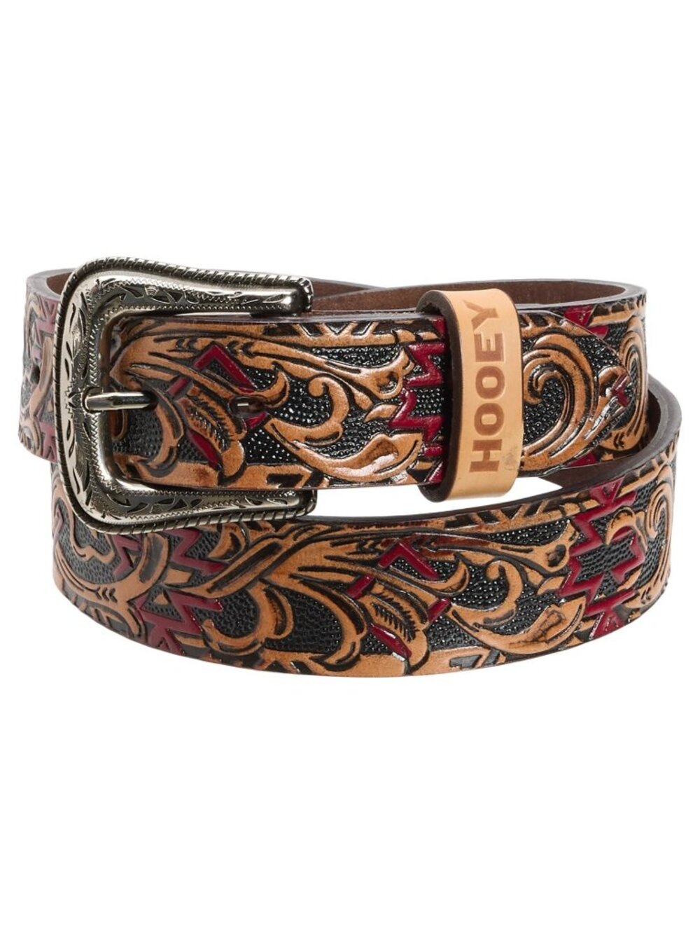 ***Hooey Sundown Aztec Filigree Embossed Belt - Leather***